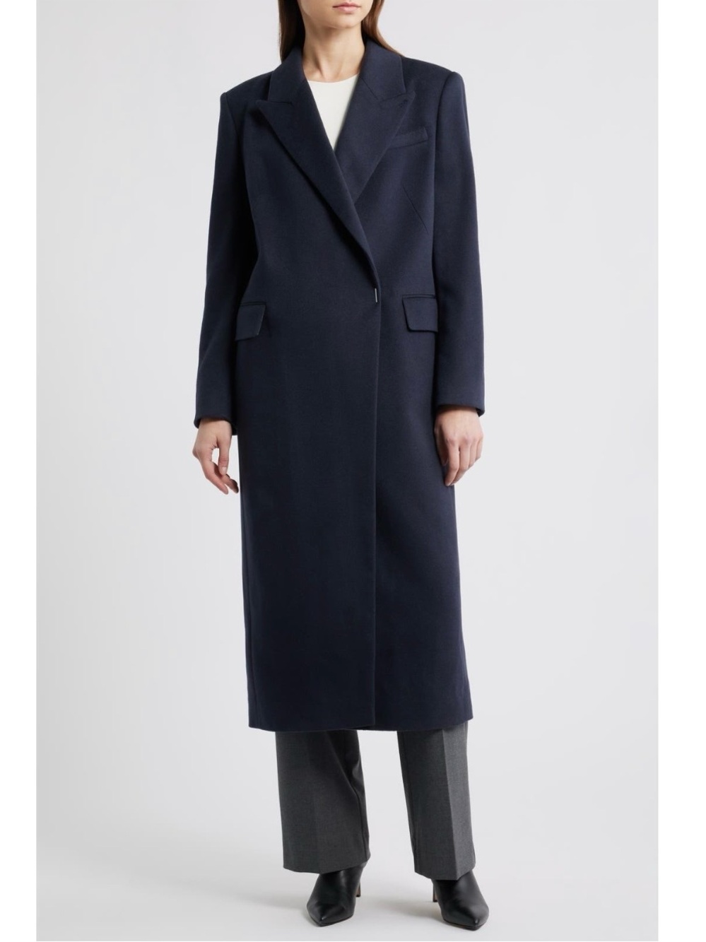 Boss Callafy Cashmere Coat in Dark Blue Size 4 - Picture 2 of 13